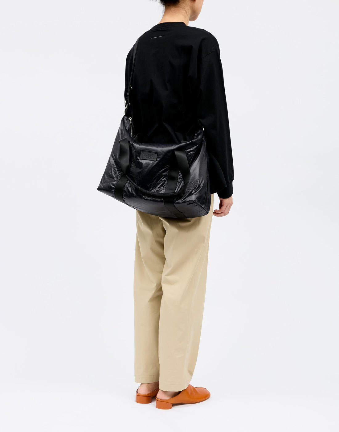 MM6 MAISON MARGIELA Borsa Weekend in Nylon Stropicciato Nera