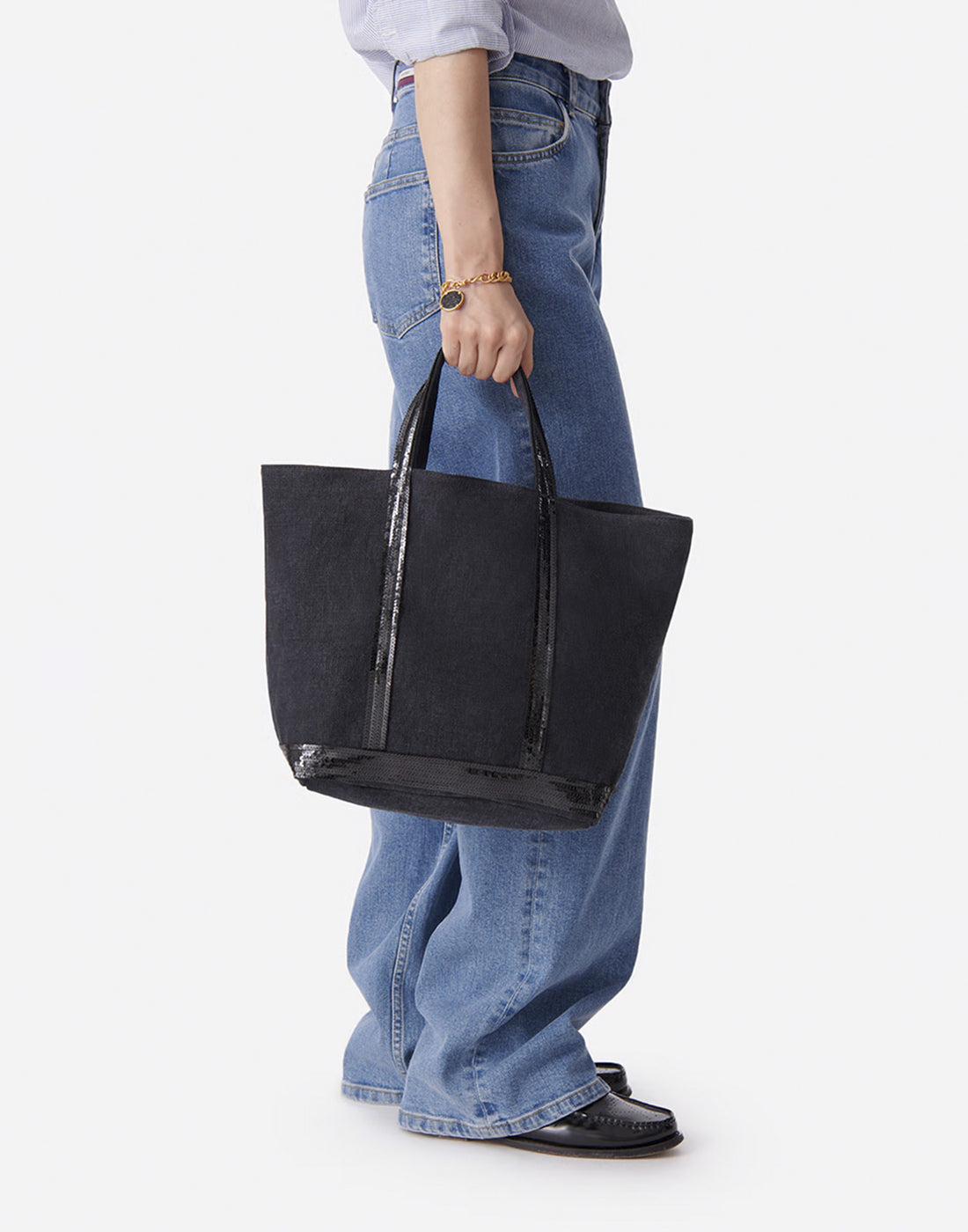 VANESSA BRUNO Borsa Tote Cabas M in Lino Noir