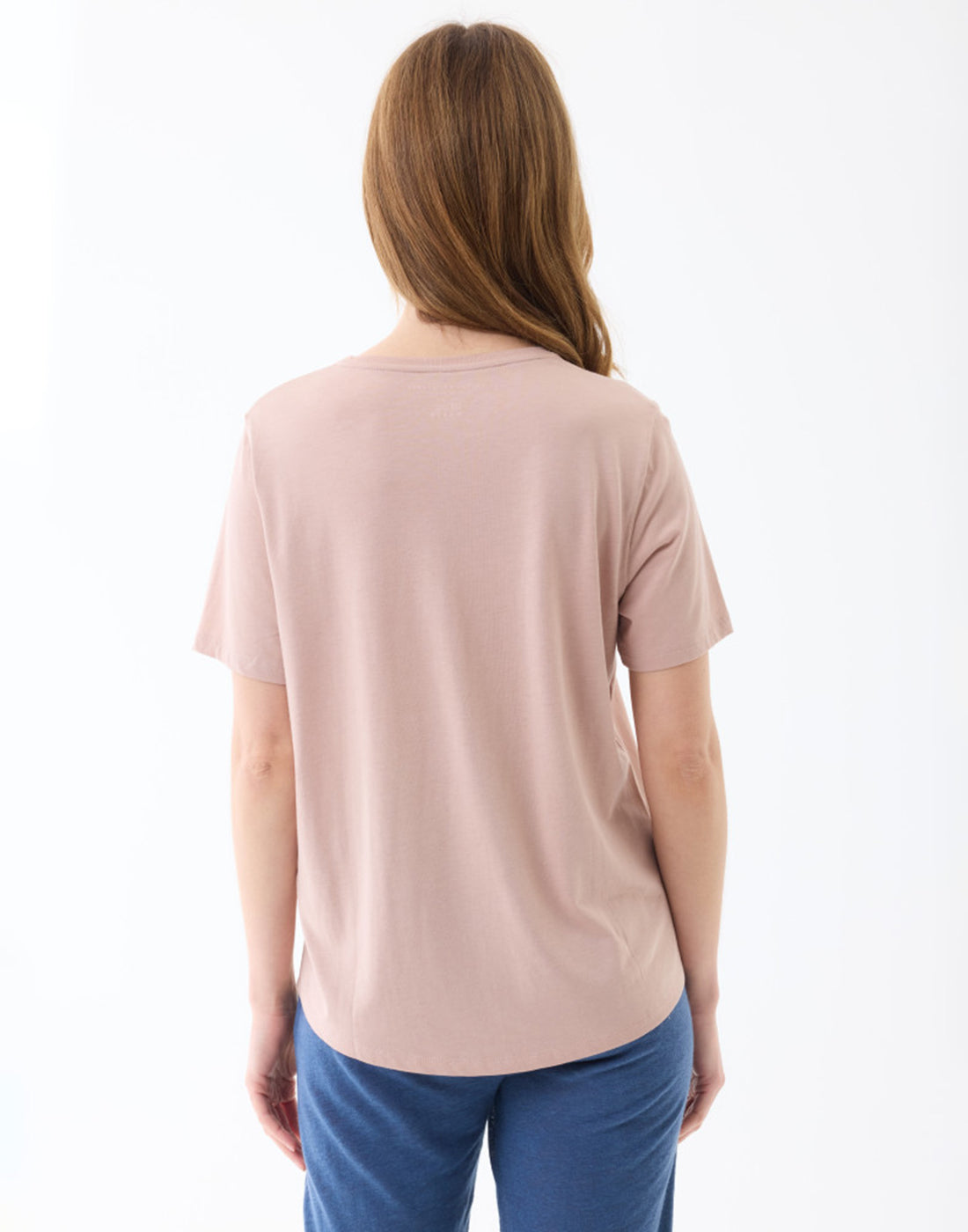 MAJESTIC FILATURES T-shirt Girocollo a Manica Corta in Lyocel/Tencel/Cotone Rose Thè