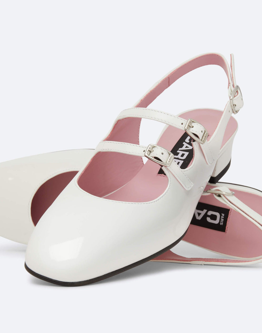 CAREL Mary Jane Slingback Peche in Vernice Bianca